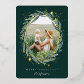 Starry Winter Laurel | FOTO Folien Feiertagskarte (Vorderseite)