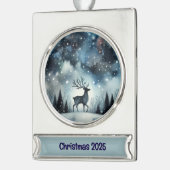 Starry Winter Night Deer Banner-Ornament Silber (Links)