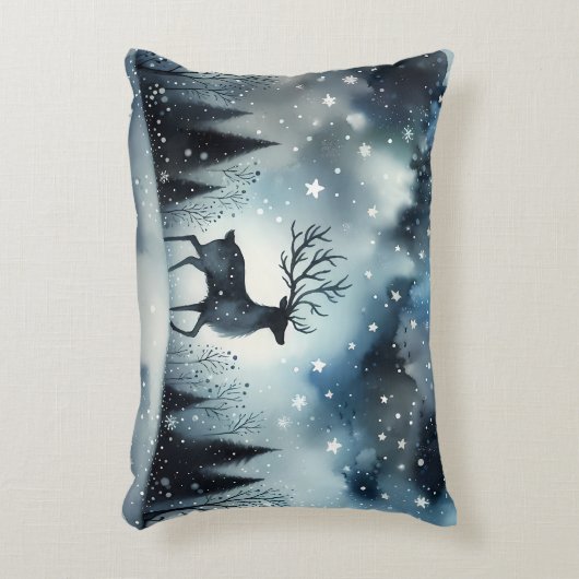 Starry Winter Night Deer Dekokissen (Vorderseite(Vertikal))