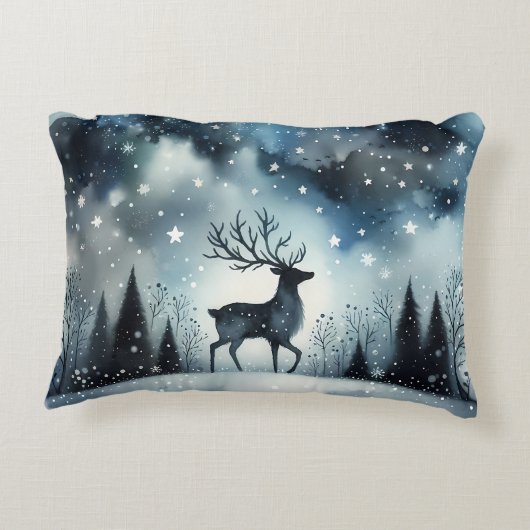 Starry Winter Night Deer Dekokissen (Rückseite)
