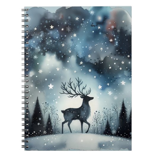 Starry Winter Night Deer Notizblock (Vorderseite)