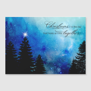 Starry Winter Night mit Sternen, Pine & Christmas  Magnetkarte