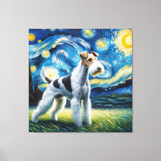 Starry Wire Fox Terrier Dog Portrait Leinwanddruck