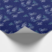 Starry Woods Midnight Blue Wrapping Paper Geschenkpapier (Ecke)