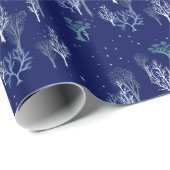 Starry Woods Midnight Blue Wrapping Paper Geschenkpapier (Rolleneckpunkt)