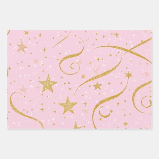 Starry Wrap - Pink & Gold Star Geschenkpapier (Vorderseite 2)