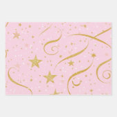 Starry Wrap - Pink & Gold Star Geschenkpapier (Vorderseite)