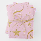Starry Wrap - Pink & Gold Star Geschenkpapier Set (Beispiel)