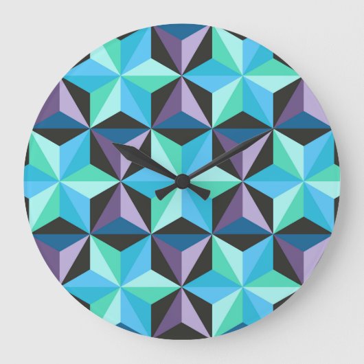 Stars Abstraktes geometrisches Patchwork Große Wanduhr (Vorderseite)