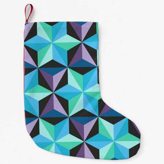 Stars Abstraktes geometrisches Patchwork Kleiner Weihnachtsstrumpf (Vorderseite)