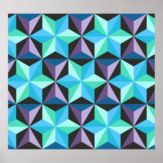 Stars Abstraktes geometrisches Patchwork Poster (Vorne)