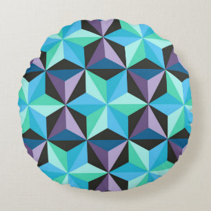 Stars Abstraktes geometrisches Patchwork Rundes Kissen