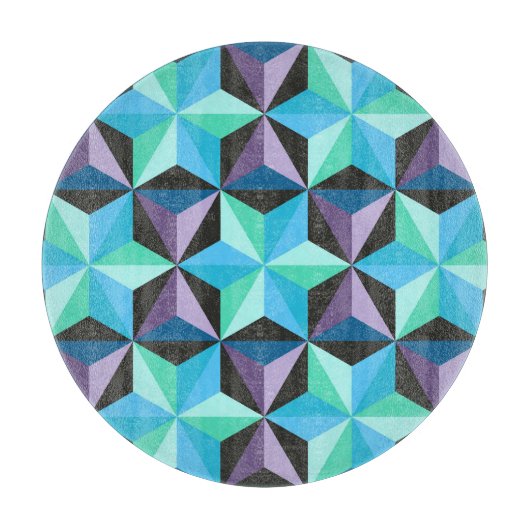 Stars Abstraktes geometrisches Patchwork Schneidebrett (Vorderseite)