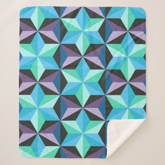 Stars Abstraktes geometrisches Patchwork Sherpadecke (Vorderseite)