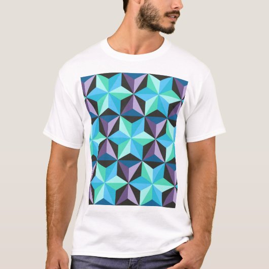 Stars Abstraktes geometrisches Patchwork T-Shirt (Vorderseite)