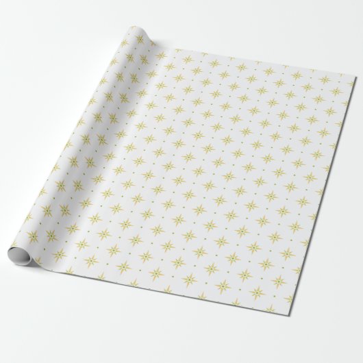 Stars and Dots in Palm and Yellow Geschenkpapier (Ungerollt)