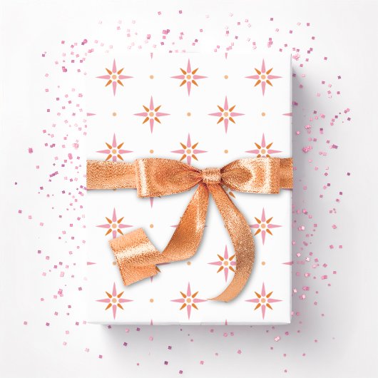 Stars and Dots in Pink and Orange Geschenkpapier