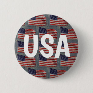 Stars and Stripes American Patriotic Flag Button