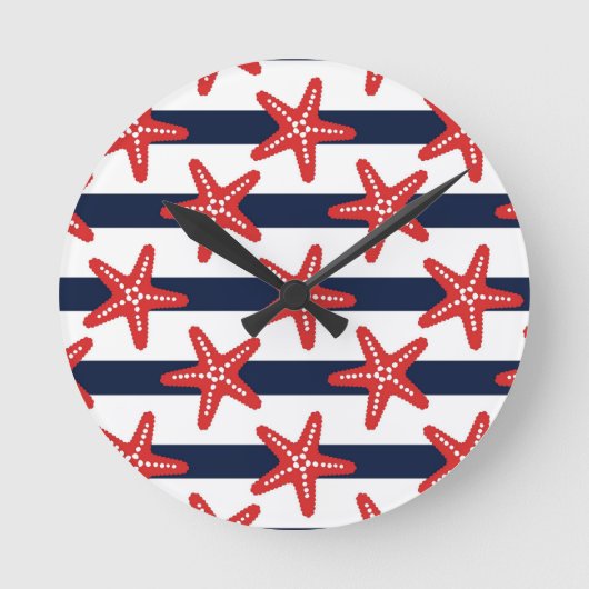 Stars And Stripes Pattern Runde Wanduhr (Vorderseite)