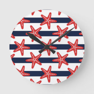 Stars And Stripes Pattern Runde Wanduhr