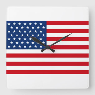 Stars and Stripes USA Quadratische Wanduhr