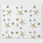 Stars aus Gold und Silber und Glitzer Geschenkpapier (Flach)