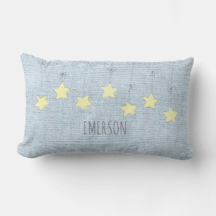 Stars Baby Name Birthdate Pastel Blue Kinderzimmer Lendenkissen