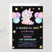 Stars Ballons Einhorn Einladung zum Geburtstag (Vorne/Hinten)