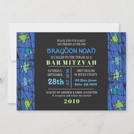 Stars Bar Bat Mitzvah Einladung (Vorderseite)