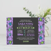 Stars Bar Bat Mitzvah Einladung (Stehend Vorderseite)