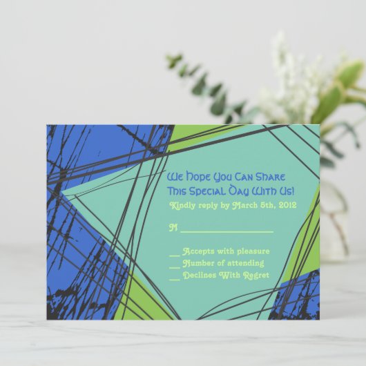 Stars Bar Bat Mitzvah Einladung Antwort (Stehend Vorderseite)