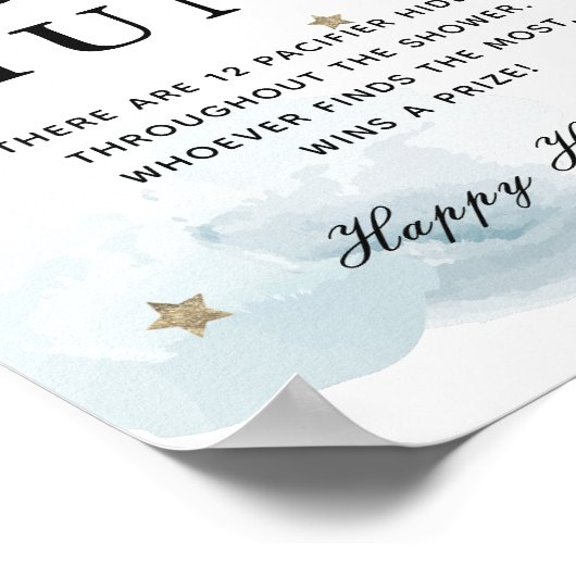 Stars & Blue Clouds Kinderdusche Schnuller Jagd Poster (Ecke)