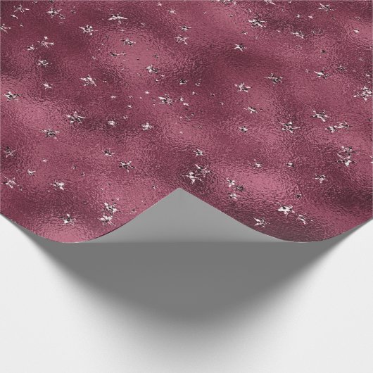 Stars Bridal Marsala Glitzer Burgundy Glam Geschenkpapier (Ecke)