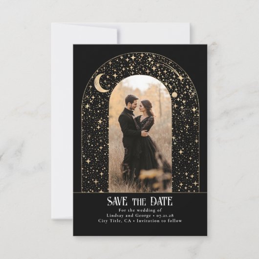 Stars Celestial Arch Black Save the Date Foto (Vorderseite)
