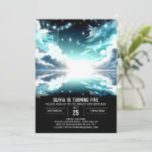 Stars Celestial Digital Geburtstag Einladung (Stehend Vorderseite)