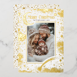 Stars Celestial Magical Frohe Weihnachts-Foto Folien Feiertagskarte