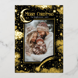 Stars Celestial Magical Frohe Weihnachts-Foto Folien Feiertagskarte