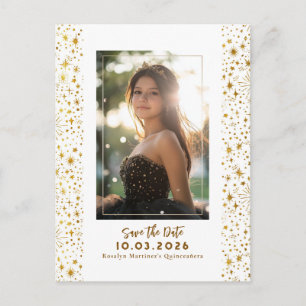 Stars Celestial QUINCEANERA Save the Date Foto Ankündigungspostkarte