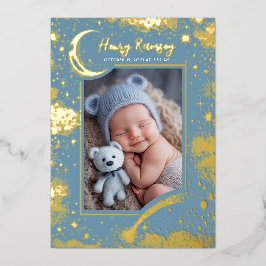 Stars Celestial Soft Blue Neugeborene Fotos Geburt Folieneinladung