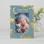 Stars Celestial Soft Blue Neugeborene Fotos Geburt Folieneinladung (Stehend vorne)