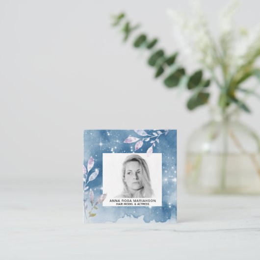 *~* Stars Chic Popular Hair Model Acress FOTO Quadratische Visitenkarte (Stehend Vorderseite)