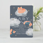 Stars & Clouds Red Pandas Baby Shower Einladung (Stehend Vorderseite)