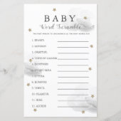 Stars & Clouds Word Scramble Baby Shower Grau Game (Vorderseite)