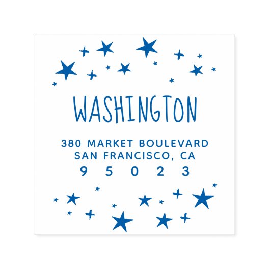 Stars Confetti Handgeschriebener Name und Rücksend Permastempel (Design)