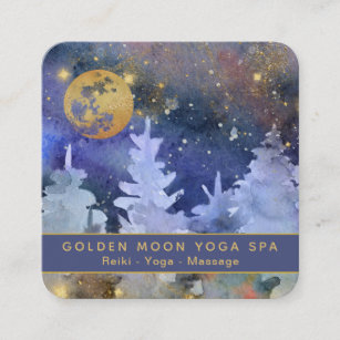 *~* Stars Cosmos Gold Moon Glitzer Pine Tree Quadratische Visitenkarte