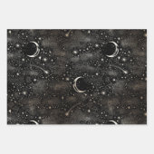 Stars Crescent Moon Night Sky Celestitical Mystica Geschenkpapier Set (Vorderseite)