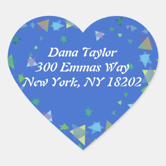 Stars des Aufklebers der jüdischen RÜCKSENDEADRESS Herz-Aufkleber (Vorderseite)