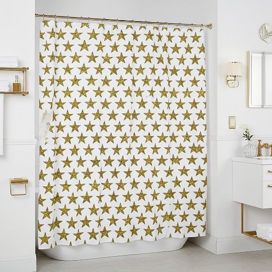 Stars des Gold Glitzer Duschvorhang