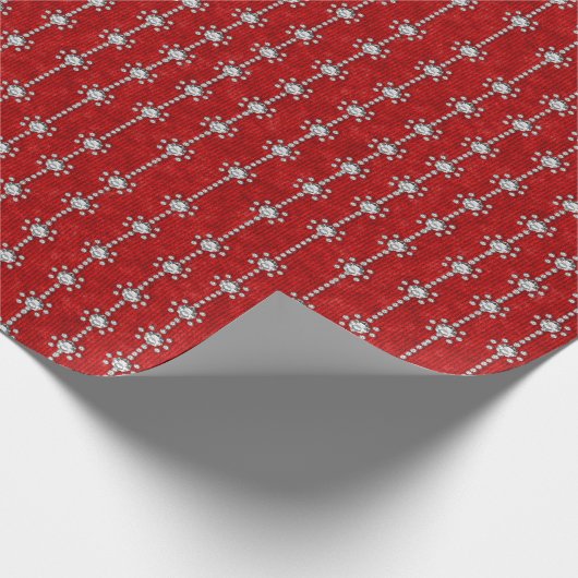 Stars Diamond Silver Red Holidays Winter Velvet Geschenkpapier (Ecke)