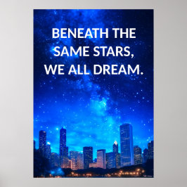 Stars Dream Cityscape Inspiration Zitat Poster